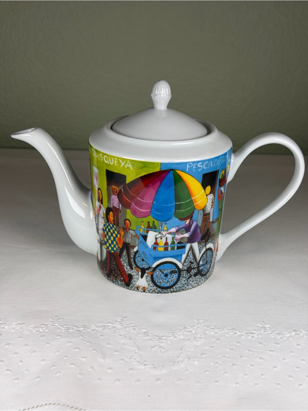 José Morillo Art de Café Dominican Teapot Limited Collection Caribbean Folk Art